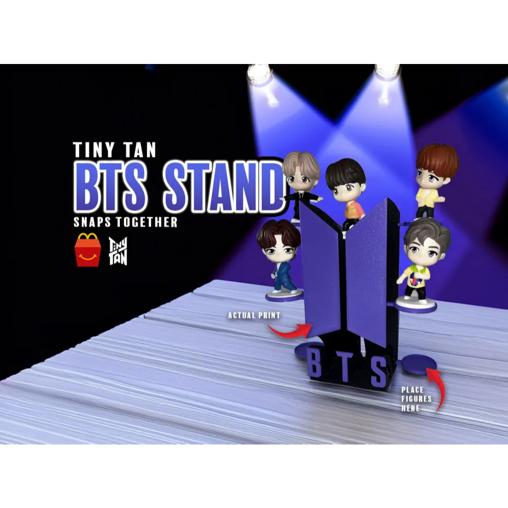 BTS TinyTAN VERTICAL Figure Display Stand Rack Holder w/ Logo KPOP ...