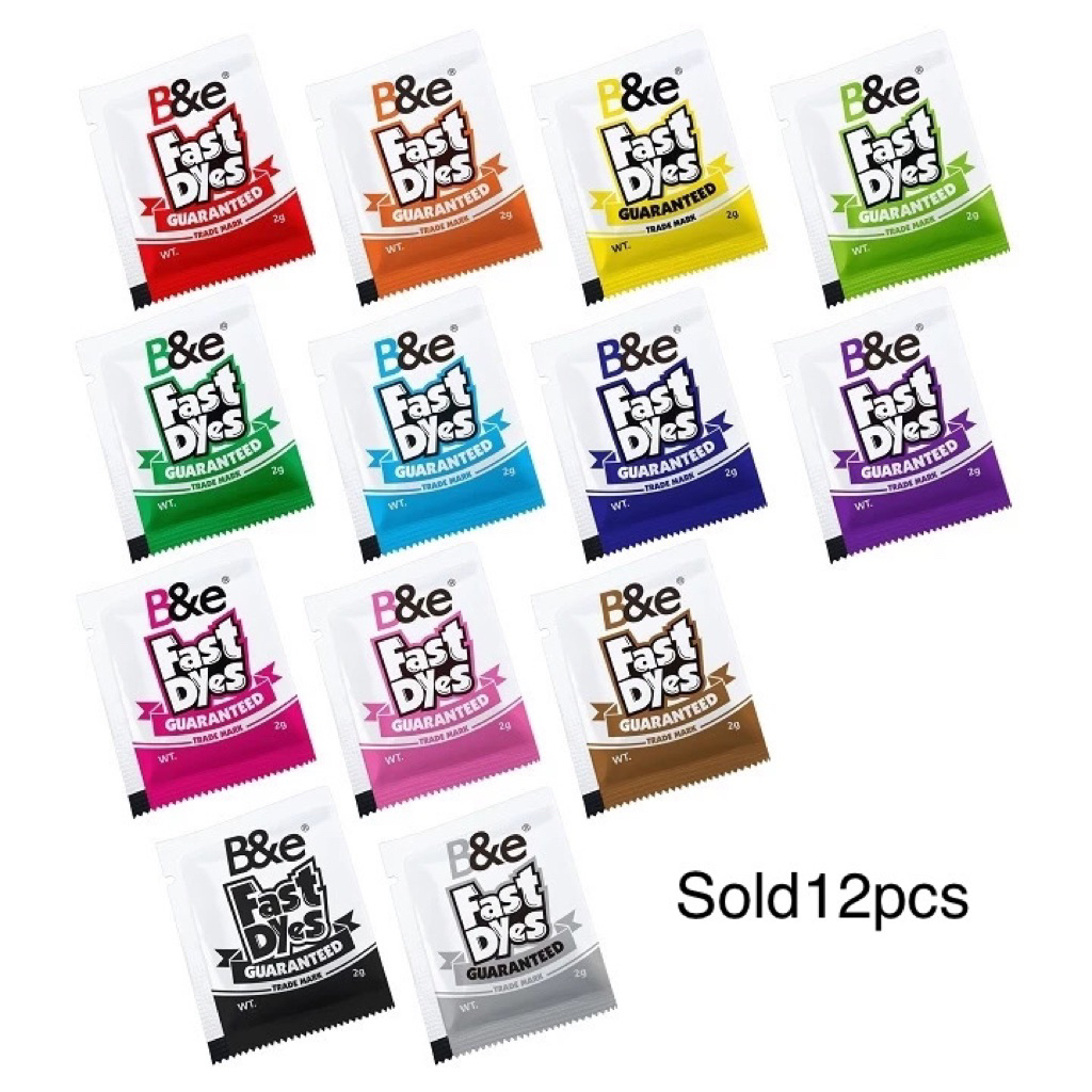 (12PCS )B&E FABRIC JOBOS / FABRIC DYE/CLOTHES DYE , FAST DYES (WT.2G ...