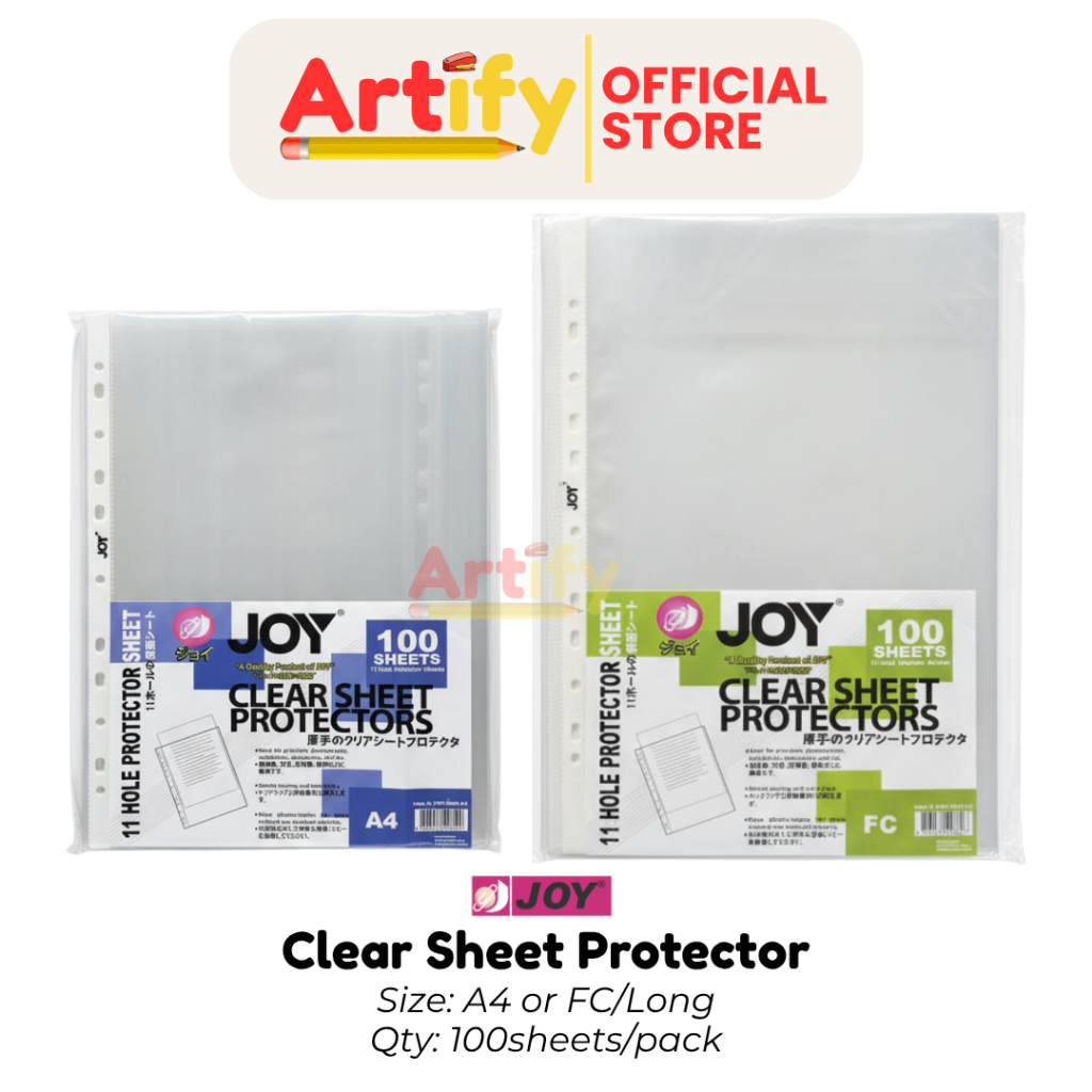 Joy Clear Sheet Protector Sheet A4/Short and FC/Long For Ring Binders ...