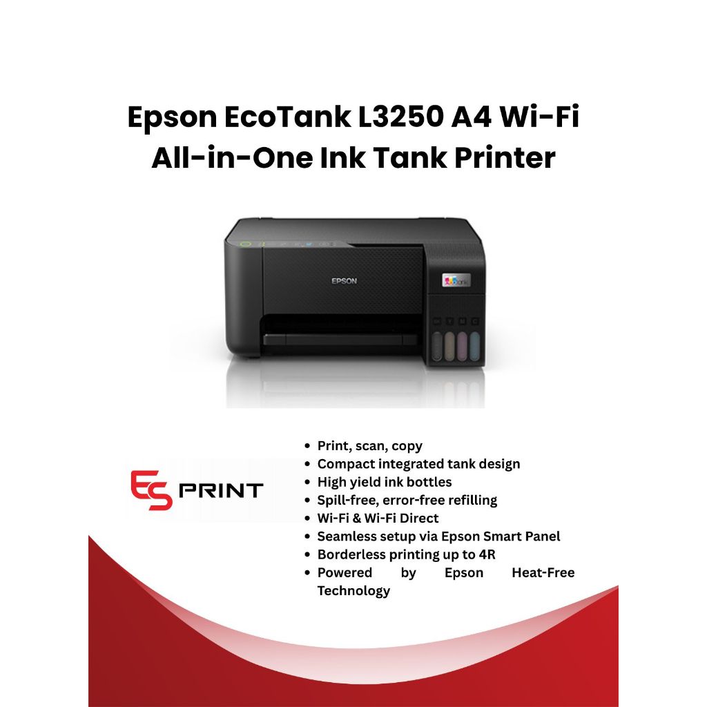 [ES Print] Epson EcoTank L3250 A4 Wi-Fi All-in-One Ink Tank Printer ...