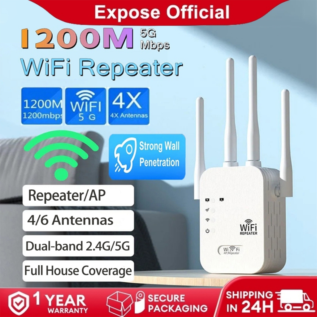 Expose 1200 Mbps Wireless wifi reapter 4/6 antenna Wifi extender signal ...