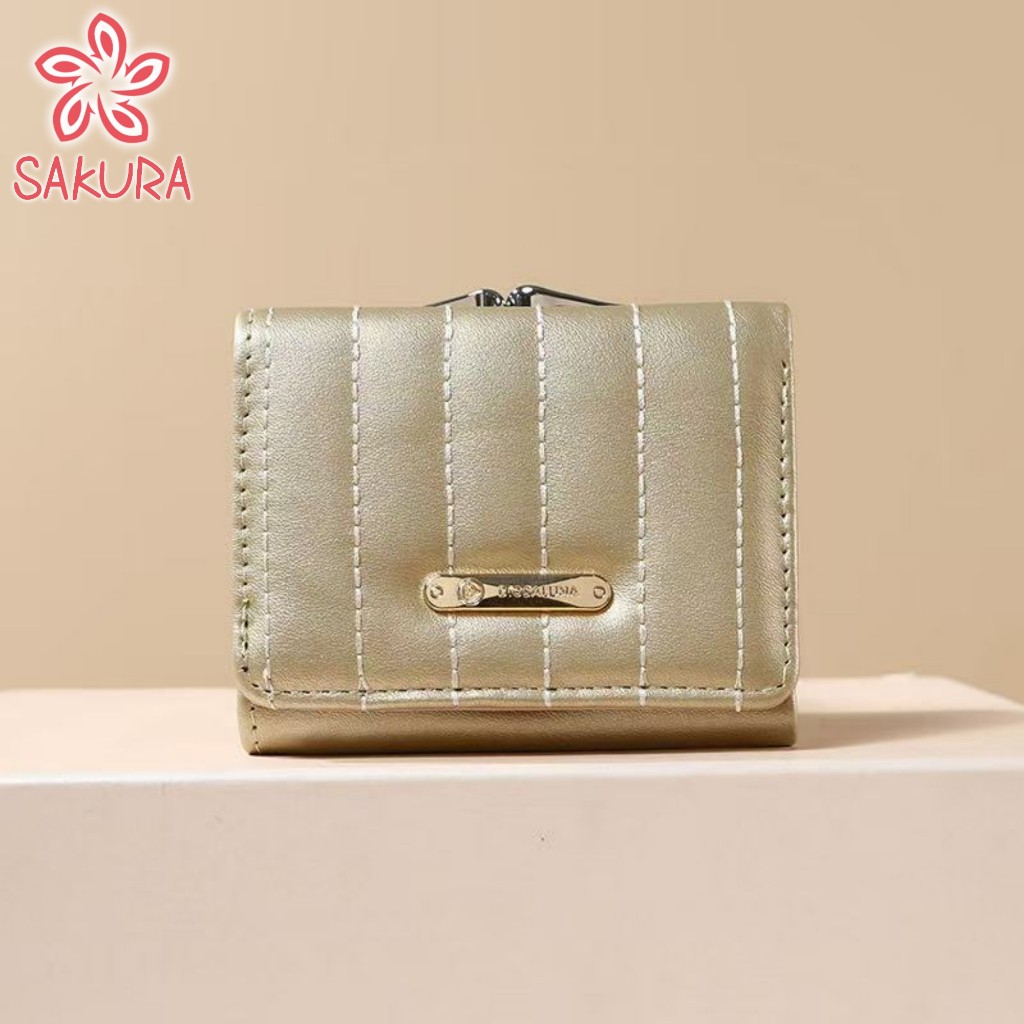 Sakura Short Wallet Multi-Purpose Affordable Retro Design Wallet DL ...