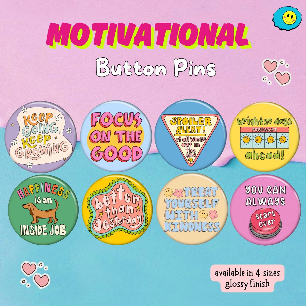 Motivational Quotes Button Pin Badge Cute Button Pins 25mm 32mm 44mm ...