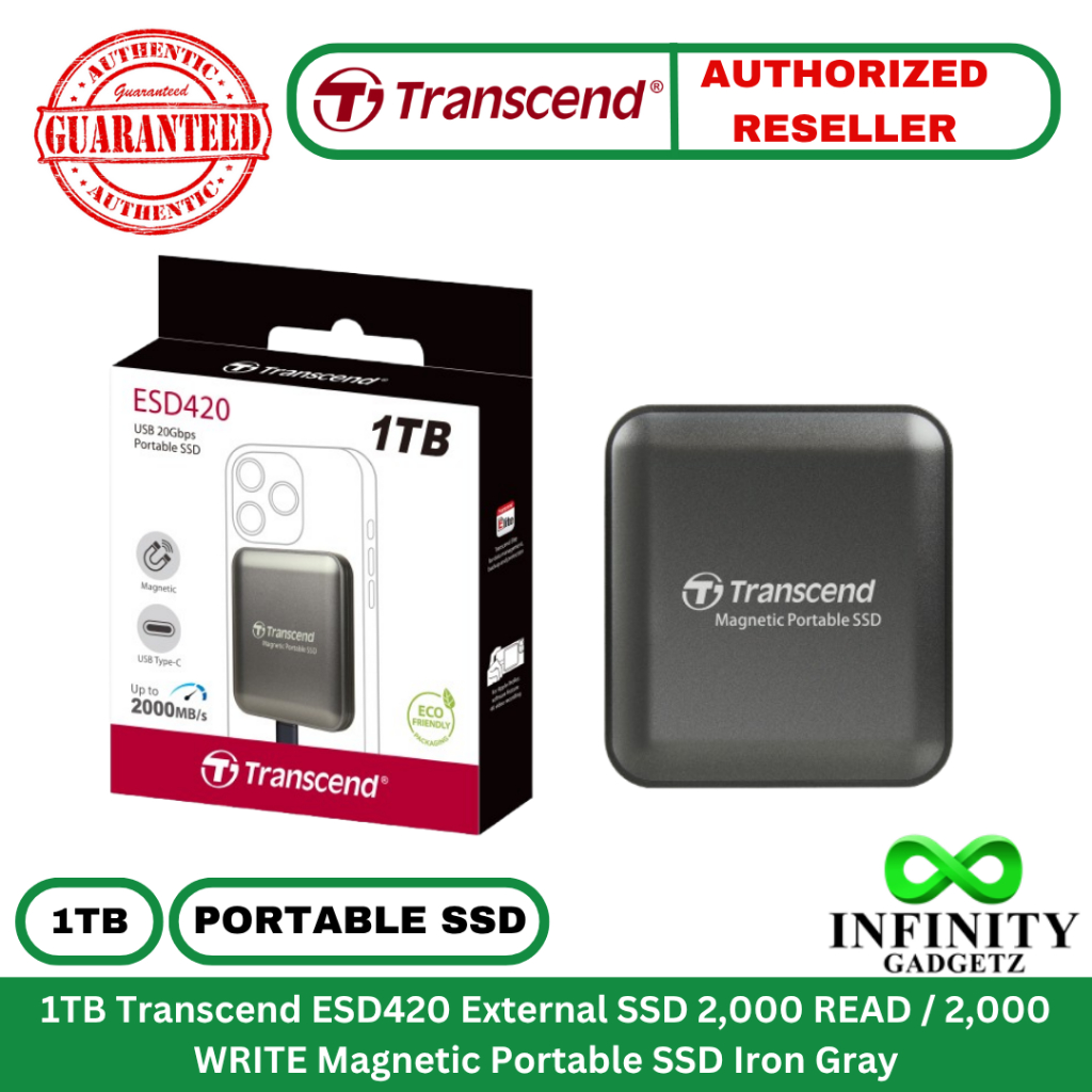 Transcend ESD420 1TB External SSD 2000 MB/s Read 2000 MB/s Write ...