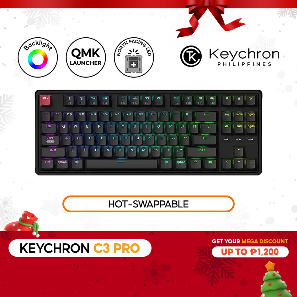 Keychron C3 Pro 8K QMK Mechanical Keyboard, TKL, Wired, RGB LED, QMK ...