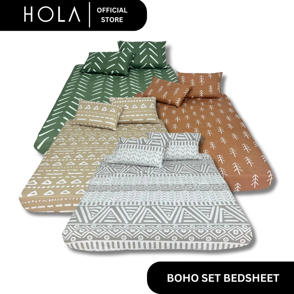HOLA Bedsheet | Printed Cotton | Full Garter Fitted Sheet + 2 Overlap ...