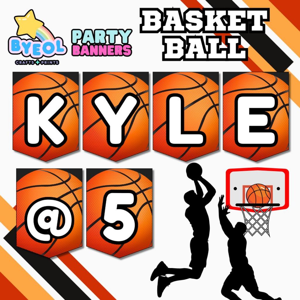 BASKETBALL byeolprints CUSTOMIZED LETTERS BIRTHDAY PARTY BANNER w ...