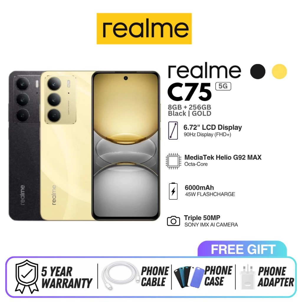 realme C75 5G smart phone 8+256GB | IP69 Dust & Water Resistance ...