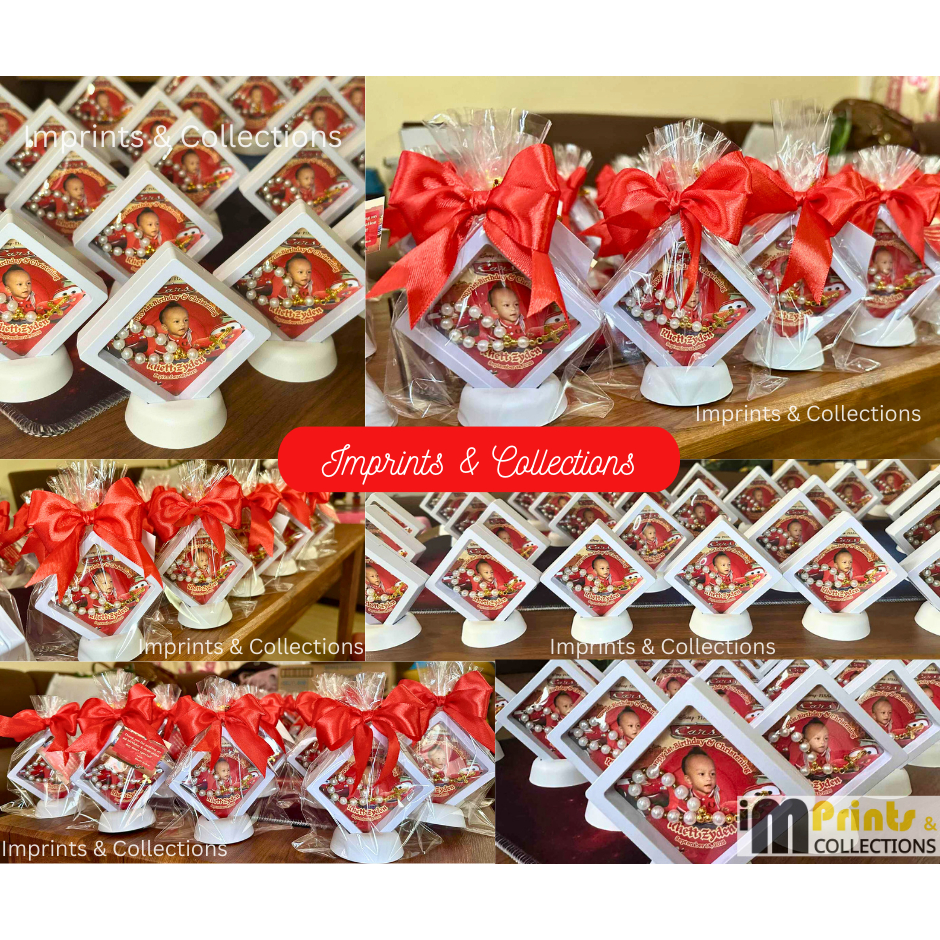 9cm x 9cm Customized Floating Frame w/ Mini Rosary for Christening ...