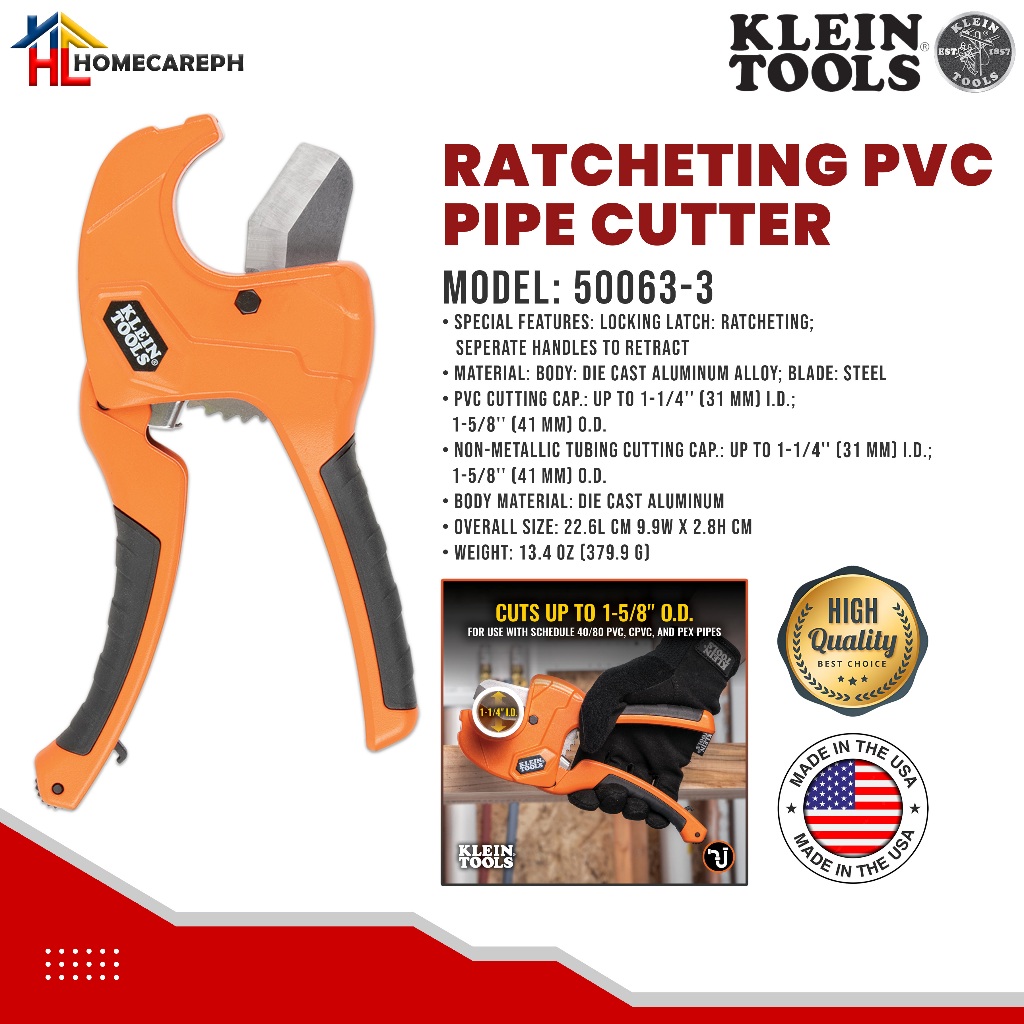 Klein Tools Ratcheting PVC Pipe Cutter 50063-3 | Shopee Philippines