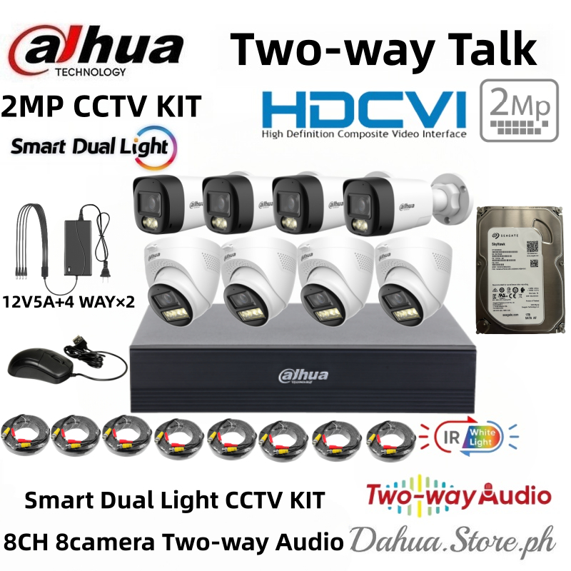 Dahua 2MP CCTV Camera KIT Two-way Audio CCTV Package Smart Dual Light ...