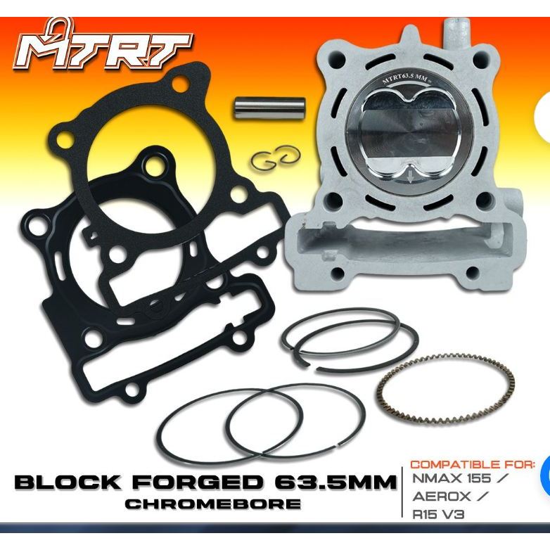 CYL BLOCK 63.5mm Forged NMAX/AEROX/R15 V3/SNIPER155 Chromebore MTRT ...