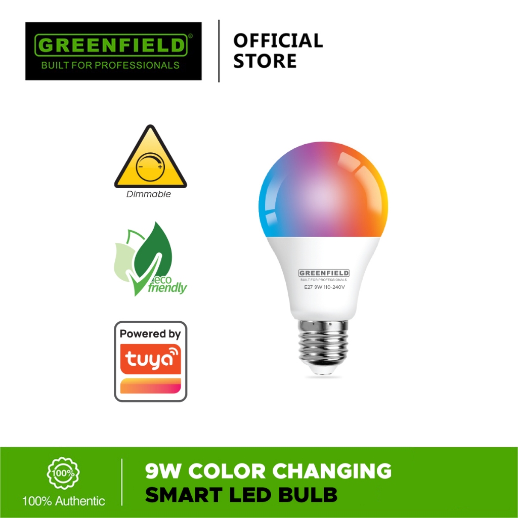 Greenfield Color Changing Smart LED Bulb E27 9W RGB + CCT | Shopee ...