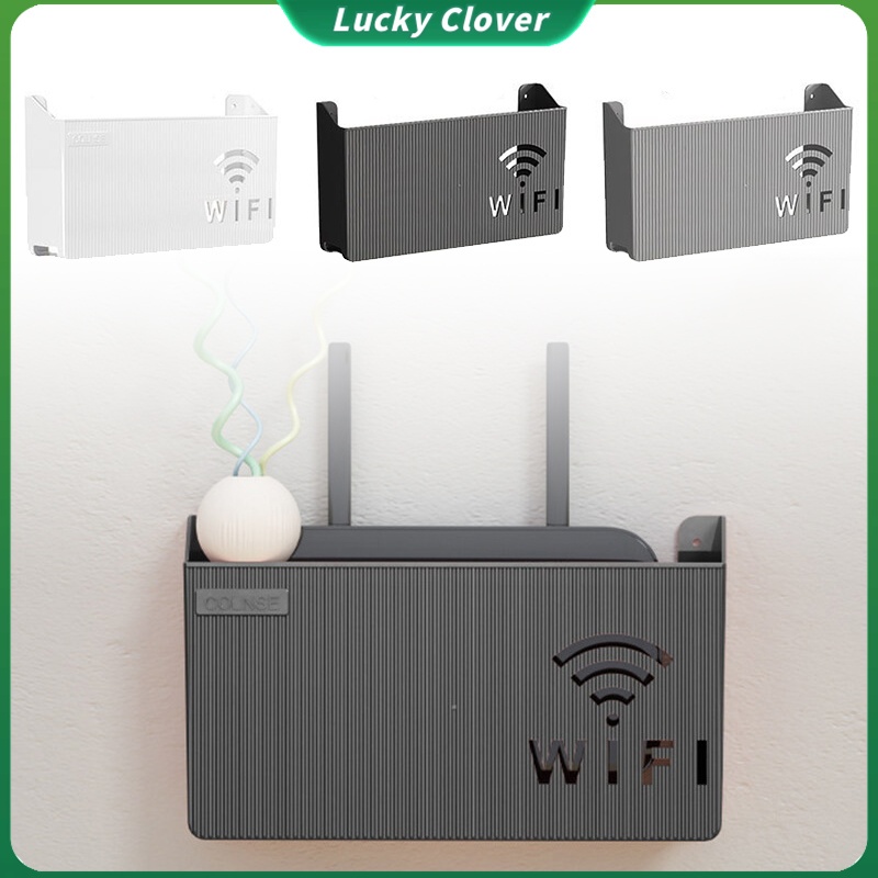 PP Wall Mounted Router Storage Box Wifi Router Hanging Wall Shelf Punch ...