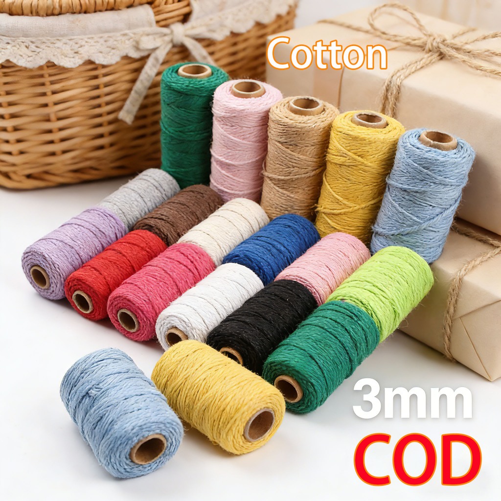 [COD]Macrame Rope Cord 3mm x 100m DIY Colored Macrame Cotton Rope ...