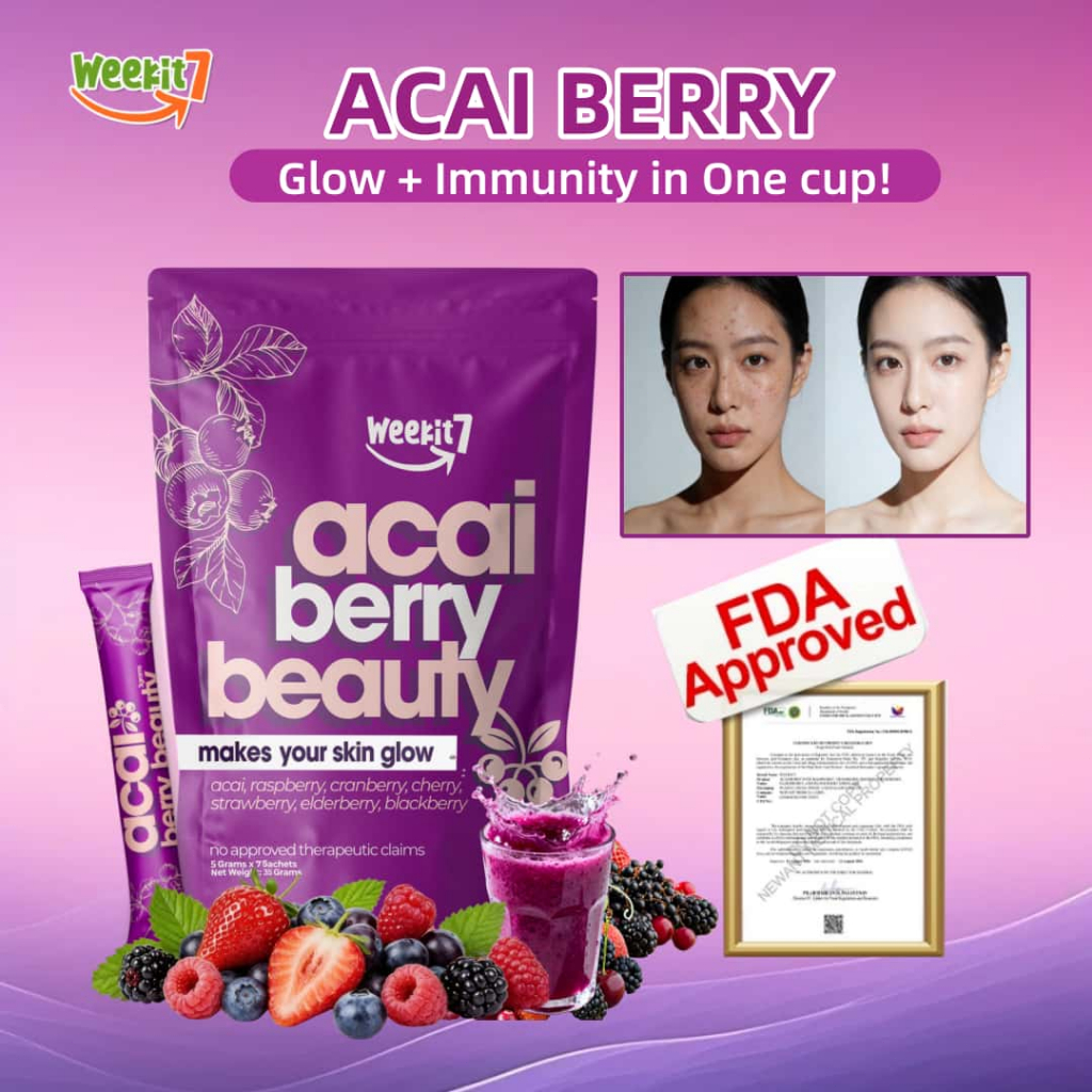 【FDA approved】weekit7 acai berry Detox glow skin Anti-aging Natural ...