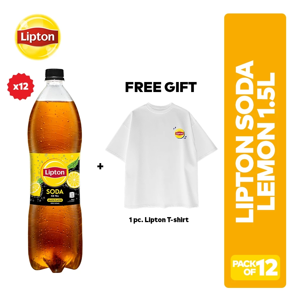 Lipton Soda 1.5L PET Bottle - Pack of 12 - Get 1 FREE Shirt