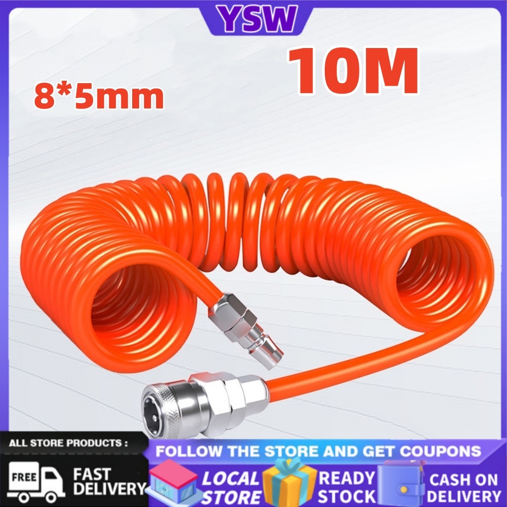 10M 8*5mm OD*ID Polyurethane Spiral PU Spring Tube Air Compressor Hose ...