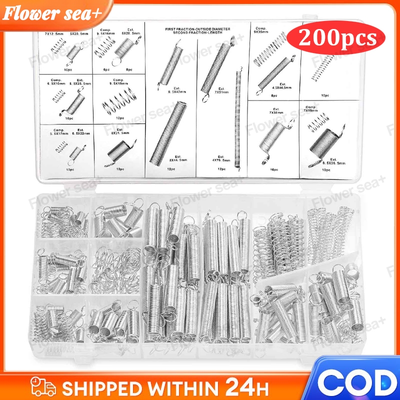 200Pcs/Pack Steel Wire Spring Kit Set With Storage Box Accessories ...