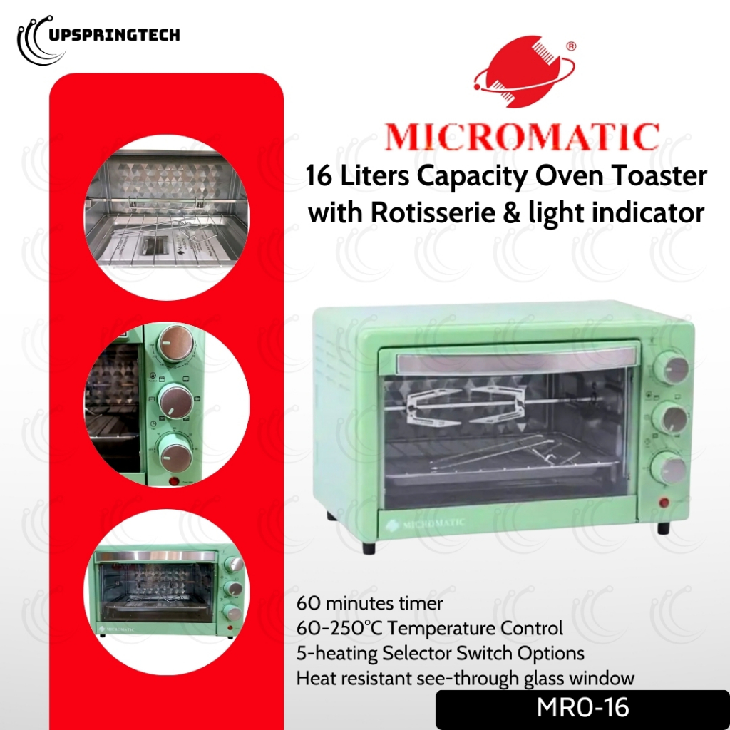 Micromatic 16 Liters Oven Toaster with Rotisserie & Light Indicator ...
