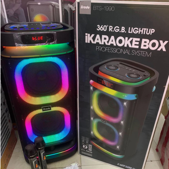 Brudo BTS-1990 bluetooth speaker RGB iKaraoke I 2 rechargeable wireless ...