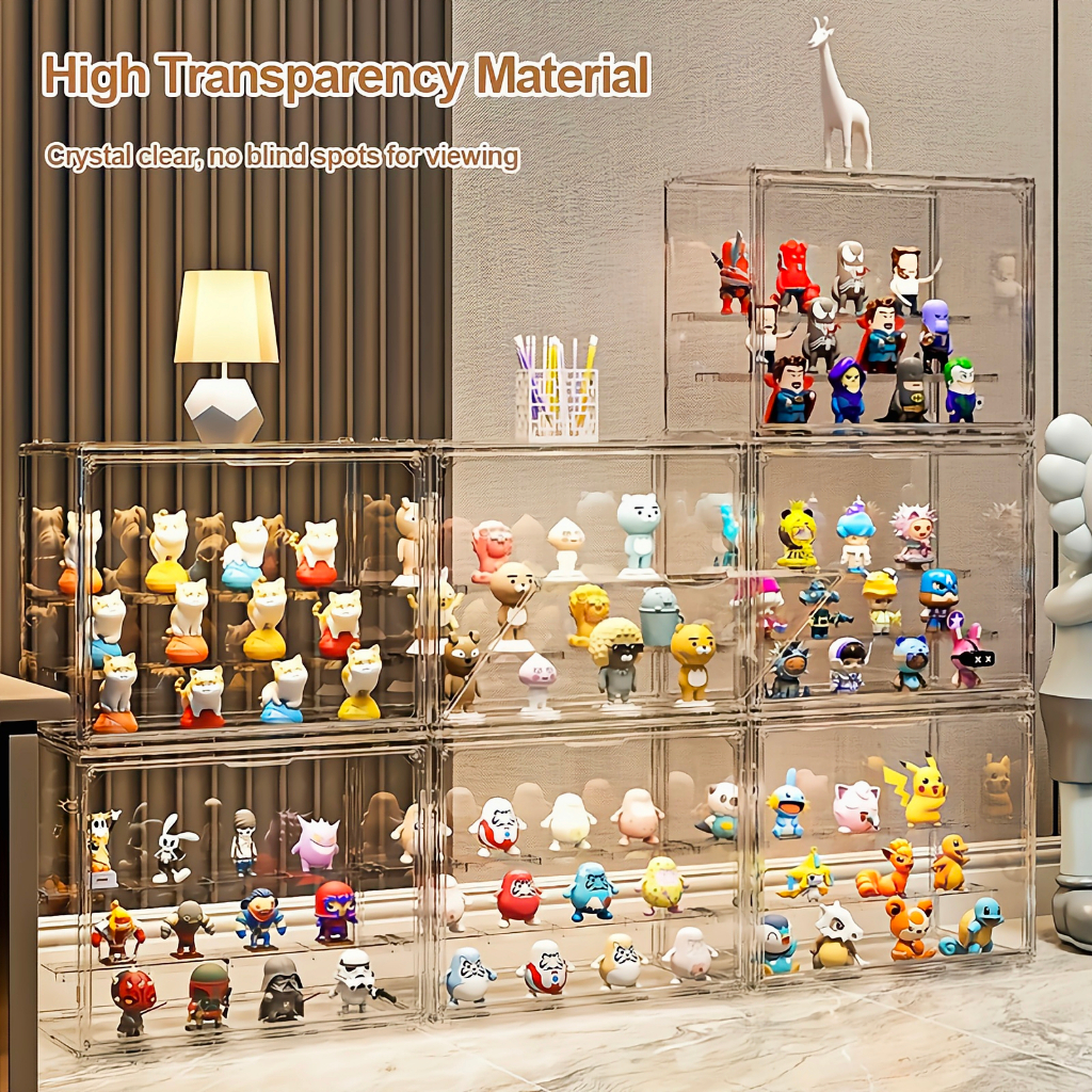 Transparent Acrylic Display Case – Stackable Magnetic Storage Box for ...