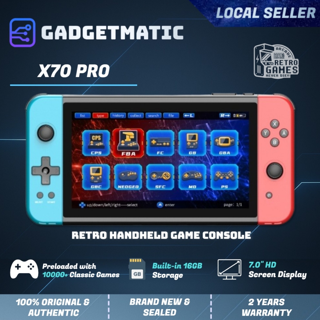 X70 PRO 7.0 Inch Retro Handheld Game Console | Supports NES Classic ...