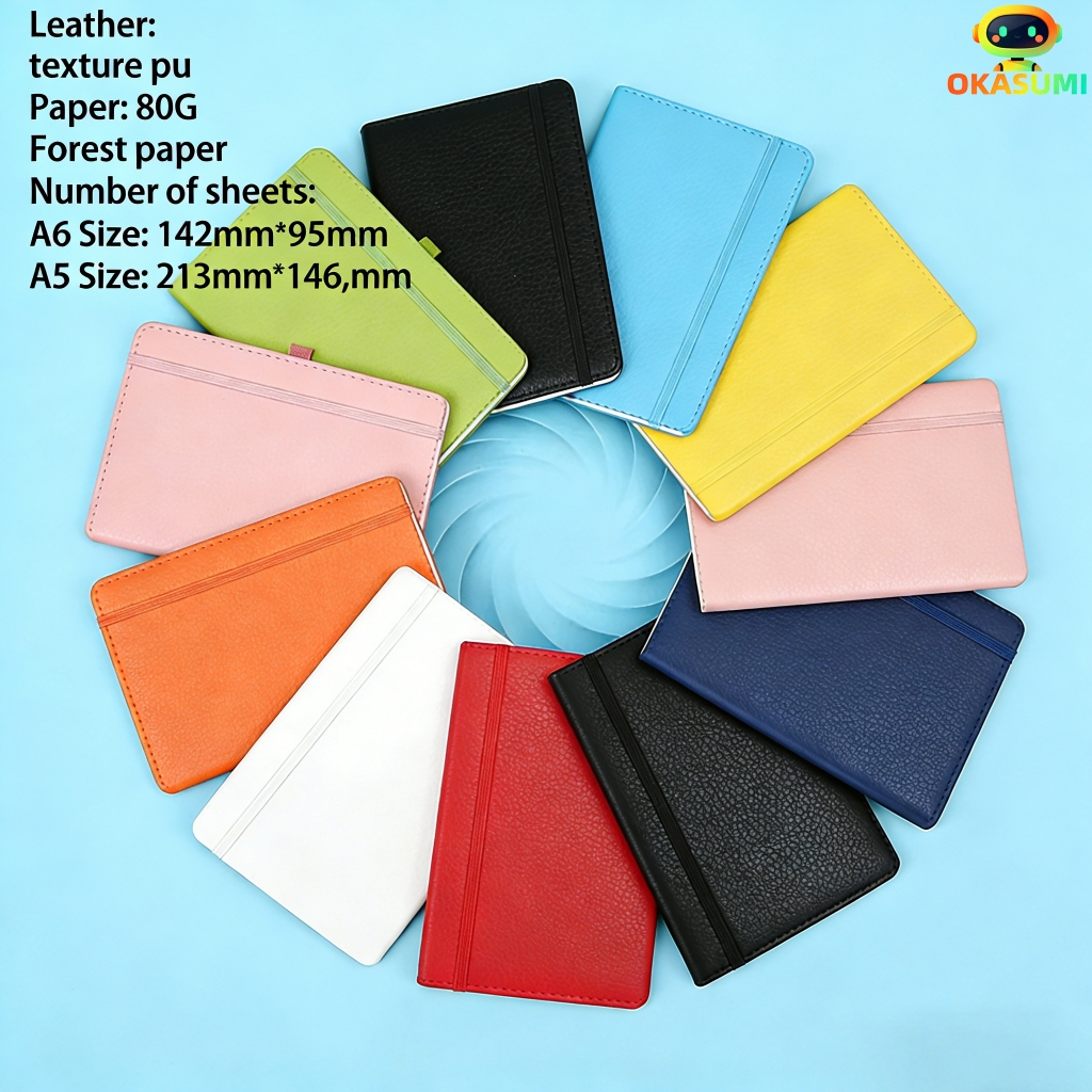 A5 A6 Lined Hardbound Notebook with Elastic Strap String Lock Dopamine ...