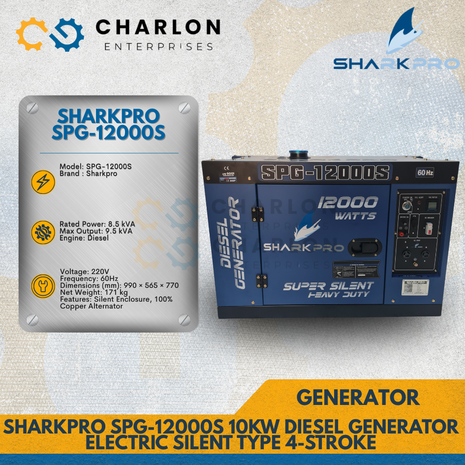 Sharkpro SPG-12000S 10KW Diesel Generator Electric Silent Type 4-stroke ...