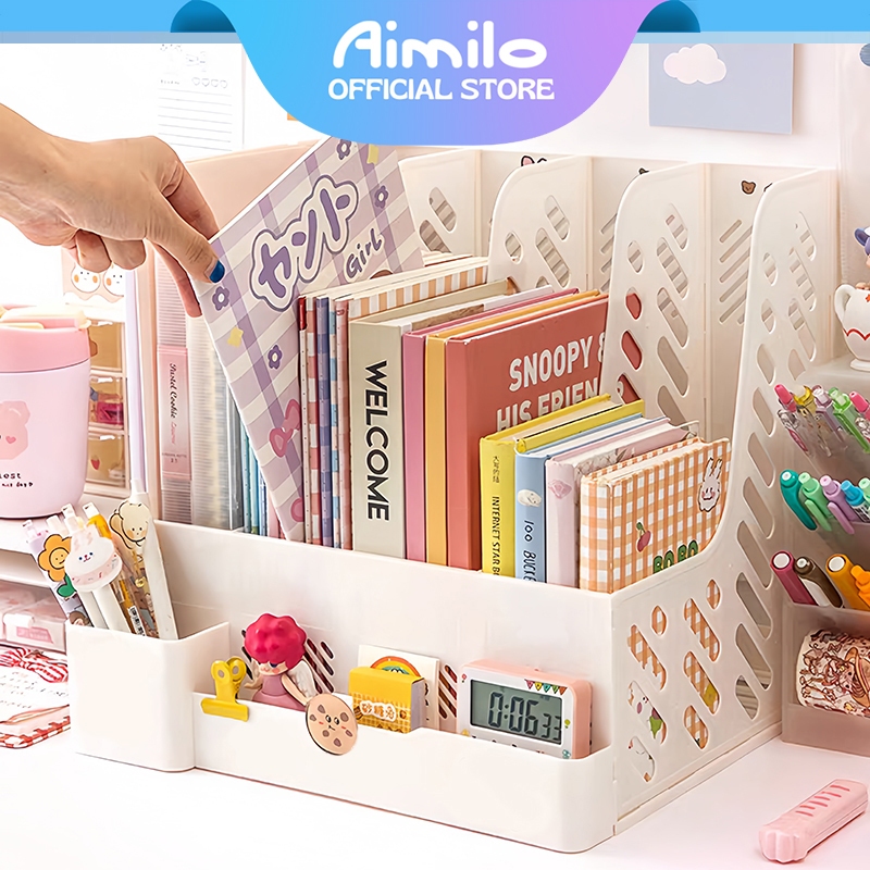 Aimilo 4-Column File & Data Storage Rack Desktop Organizer Multi ...