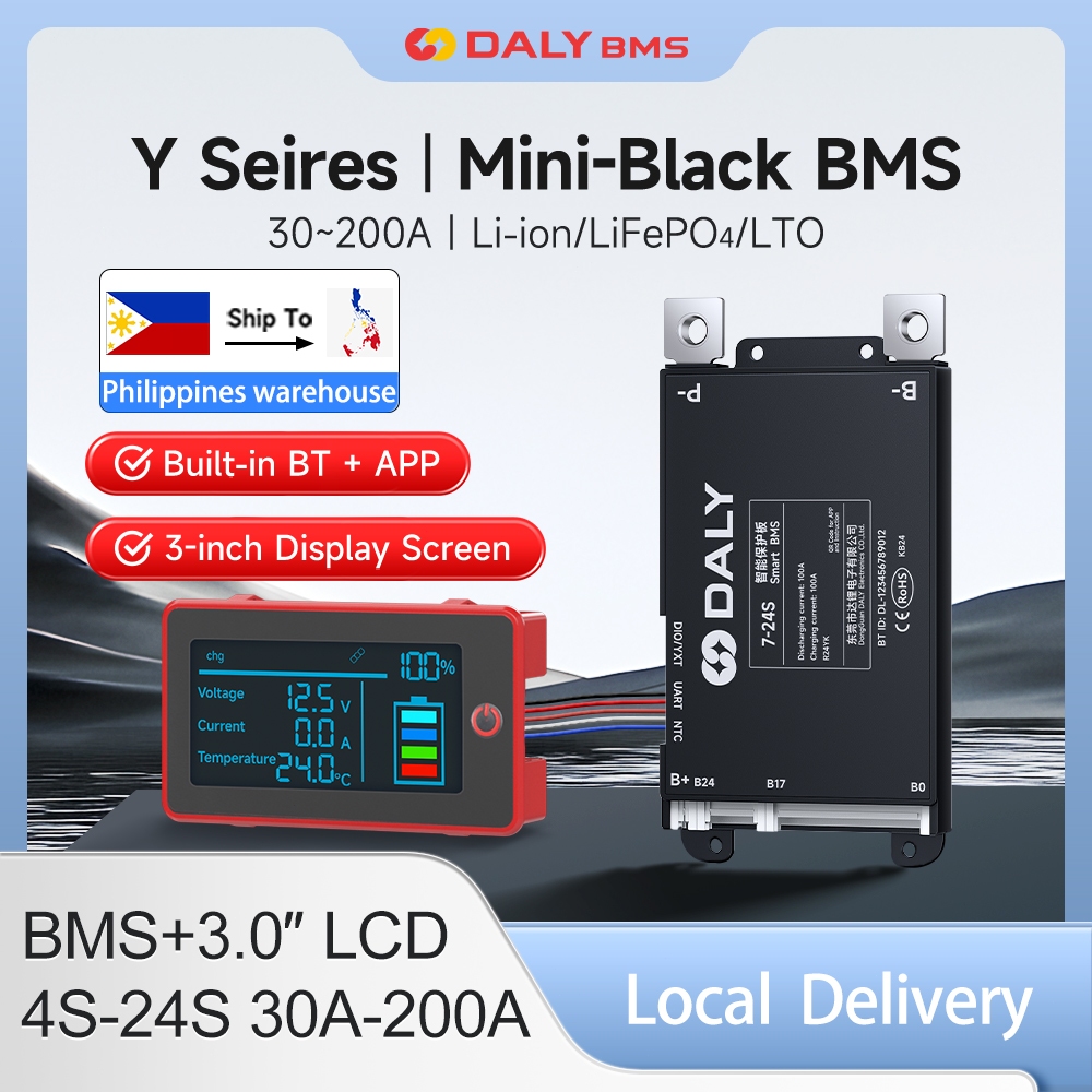 DALY Smart BMS for 4-24s 30-200A with 3.0 LCD Display Screen Built-in ...