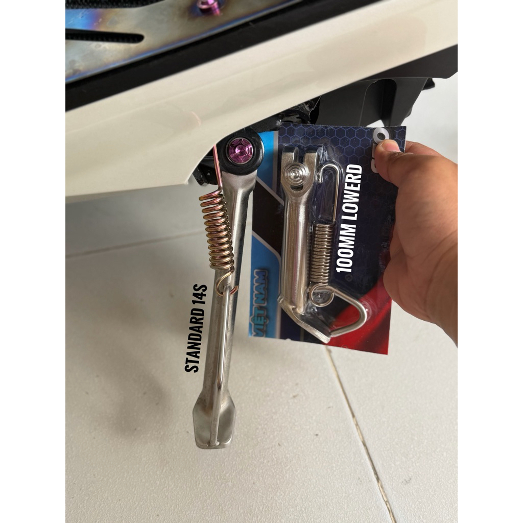 INOX 304 STAINLESS SIDE STAND 100MM ( LOWERED SIDE STAND ) - CLICK 125 ...