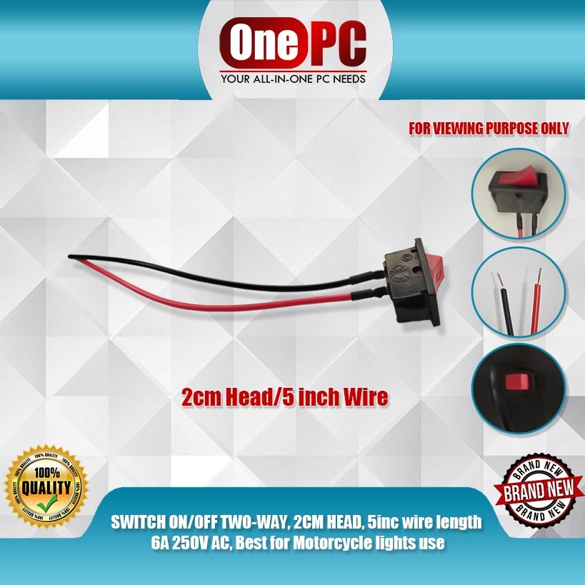 ONE PC SWITCH ON/OFF TWO-WAY, 2CM HEAD, 5inc wire length, 6A 250V AC ...