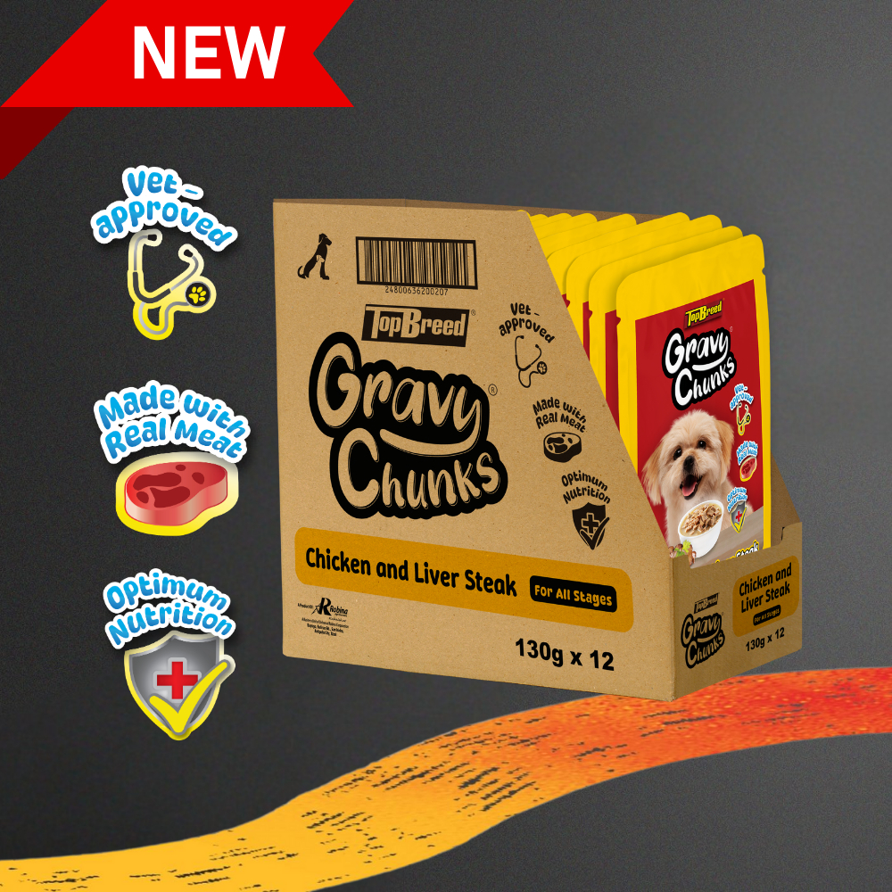 TopBreed Gravy Chunks Chicken & Liver Steak 130g x 12 | Shopee Philippines