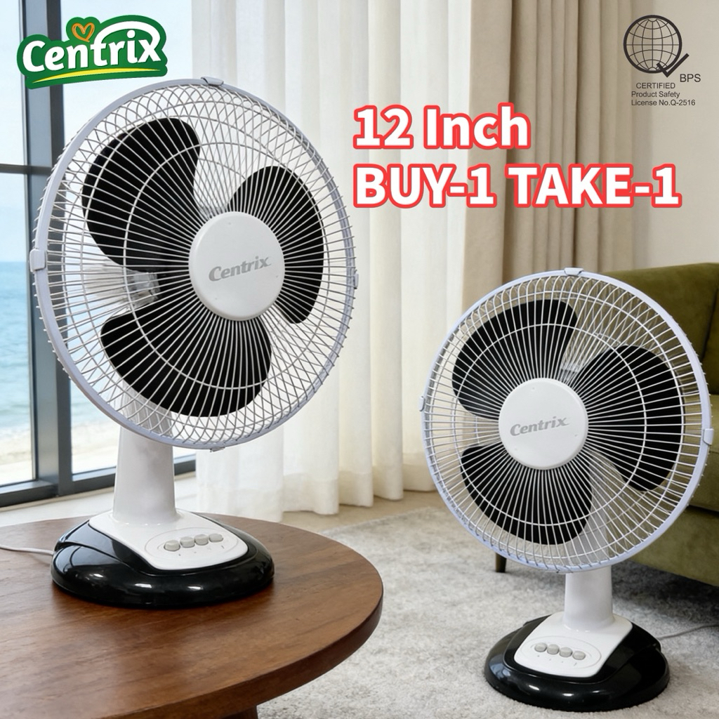 Centrix BUY 1 TAKE 1 Desk Fan Portable 12-Inches High Quality Electric ...