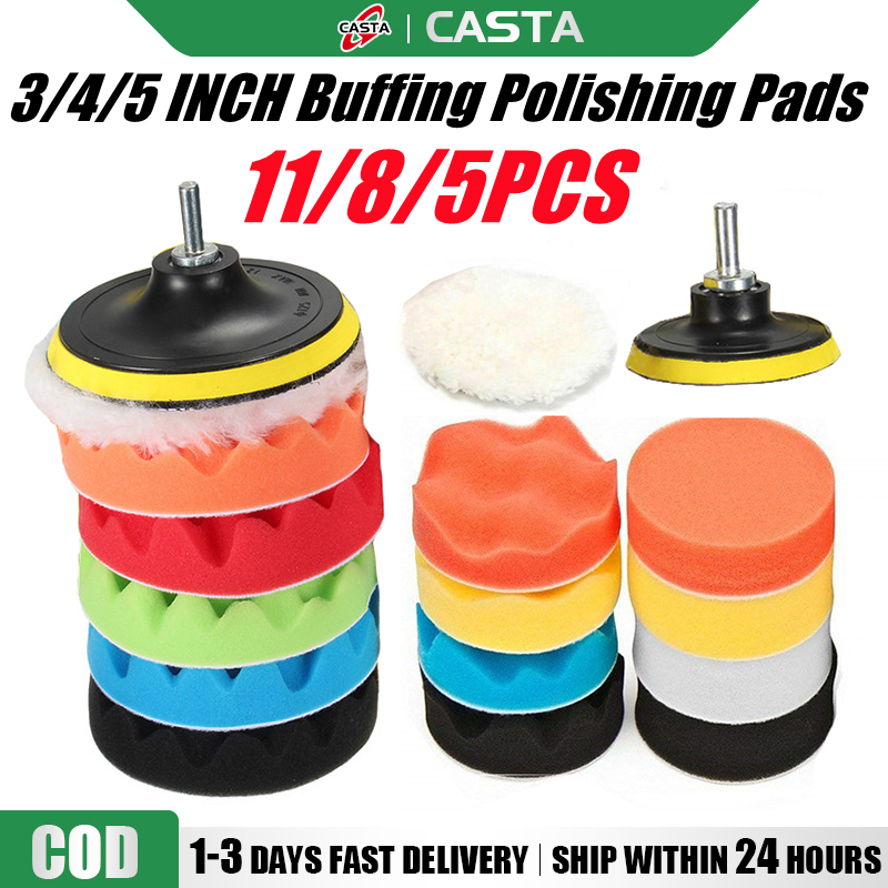 11PCS Car Polishing Disc Self-Adhesive Buffing Waxing Sponge Wool Wheel ...