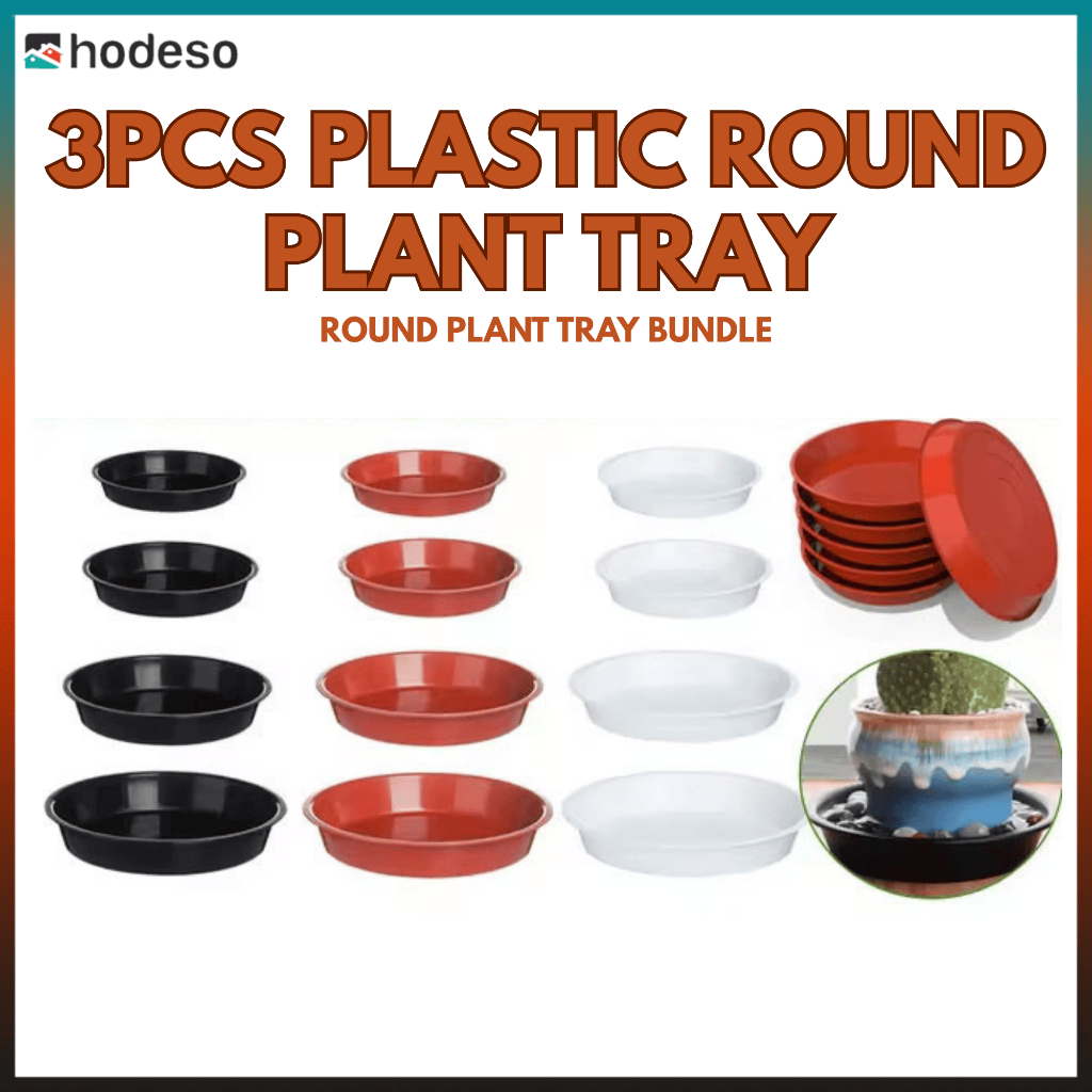 Hodeso 3pcs Bundle Plastic Round Plant Tray Pot Catch Plate Thick ...