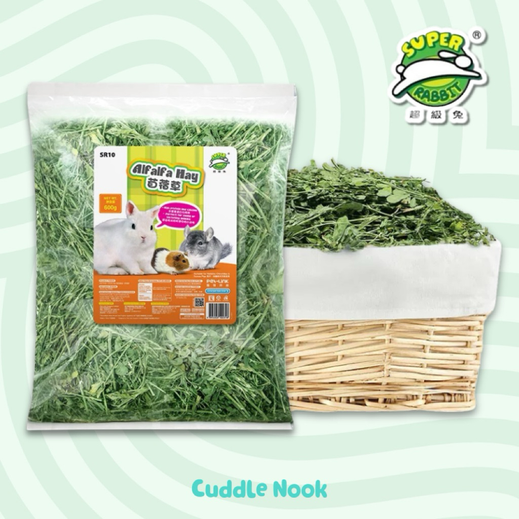 View of 𝗦𝘂𝗽𝗲𝗿 𝗥𝗮𝗯𝗯𝗶𝘁 Alfalfa Hay for young rabbit & guinea pig 600g (below 6 ...