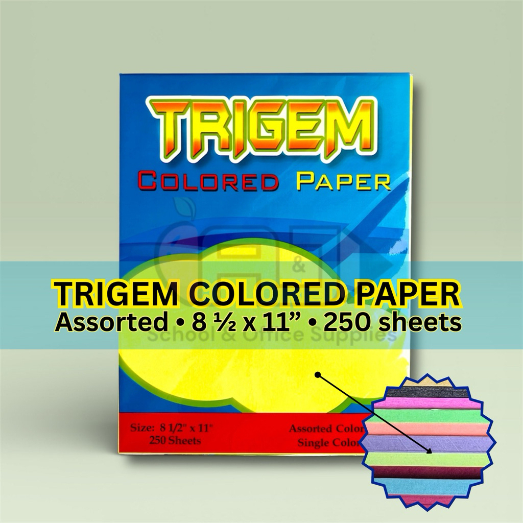 Trigem Colored Paper Assorted 250sheets | Shopee Philippines
