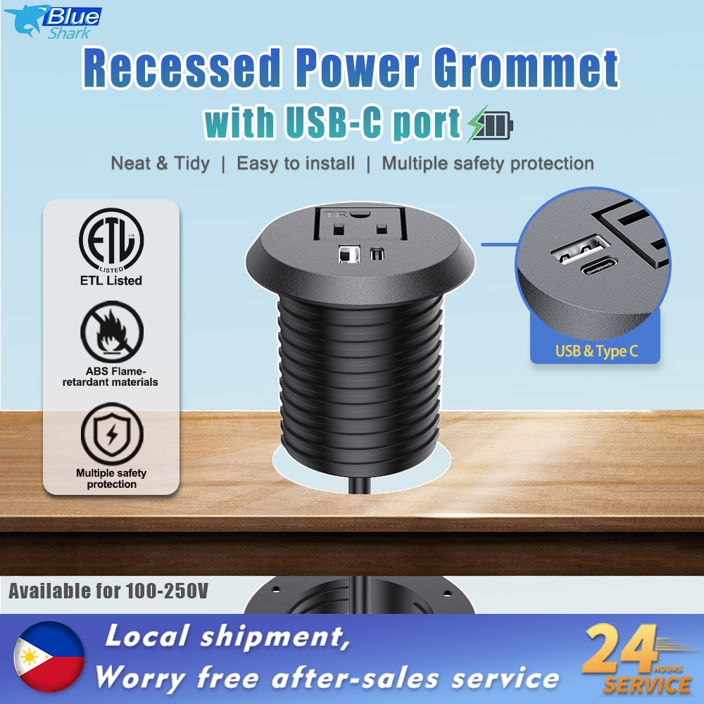 Desktop Hidden Socket Embedded Power Grommet With 1 USB 1 Type C 1 ...