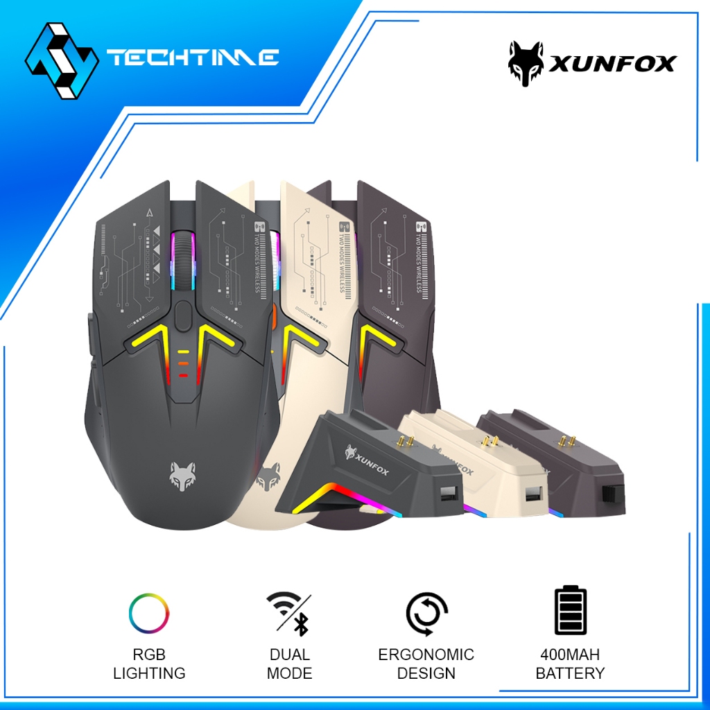 Gigaware Xunfox H2 Wireless RGB Gaming Mouse Bluetooth 2.4GHz 3200 DPI ...