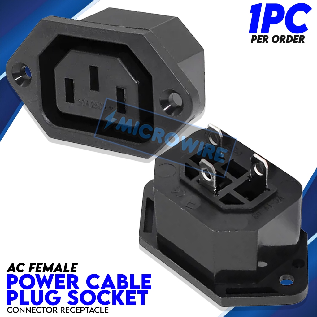 emale AC Power Inlet Socket Jack 250V 10A – Panel Mount Power Input ...
