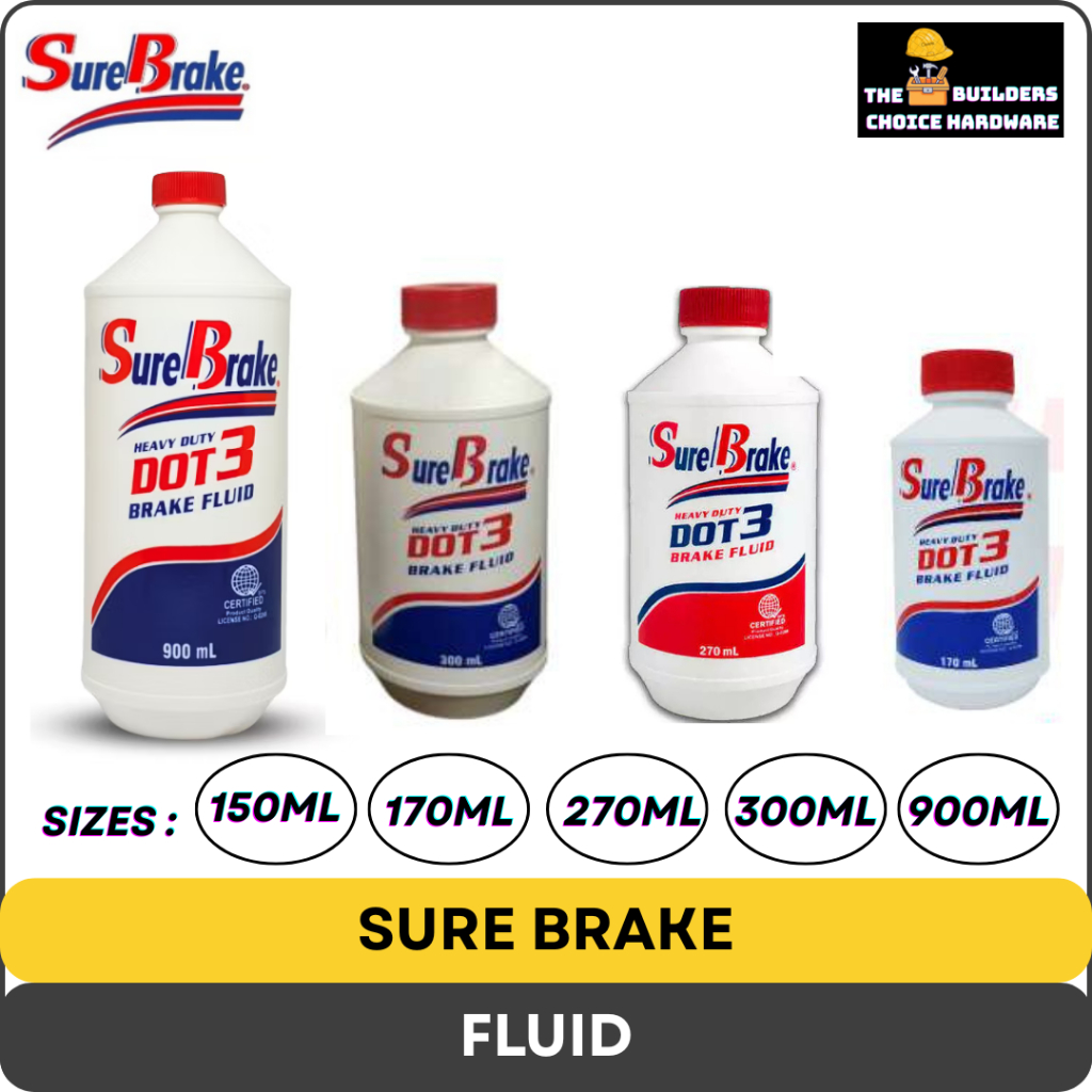 SURE BRAKE MOTO DOT 3 BRAKE FLUID 900ML, 300ML, 170ML UNIVERSAL USE ...