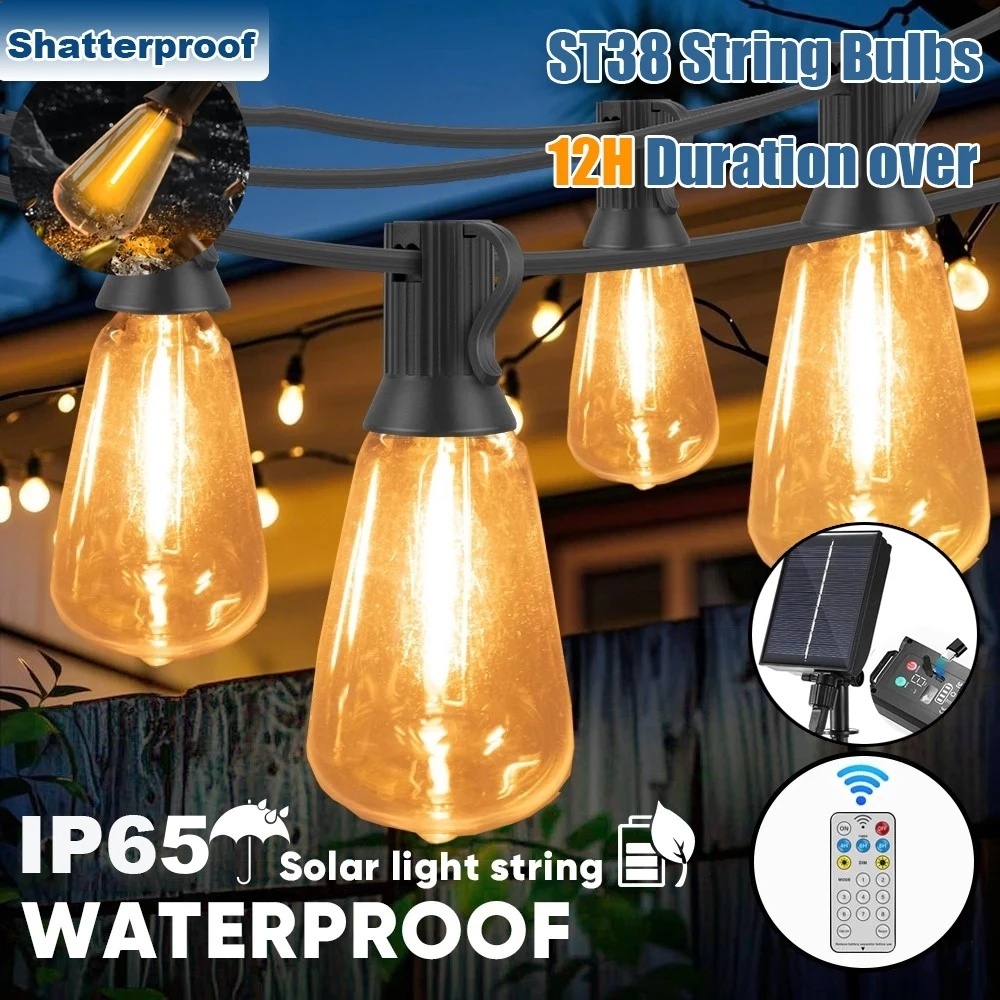 20M 40Bulbs Solar Outdoor Waterptoof Lights Shatterproof LED Bulbs ...