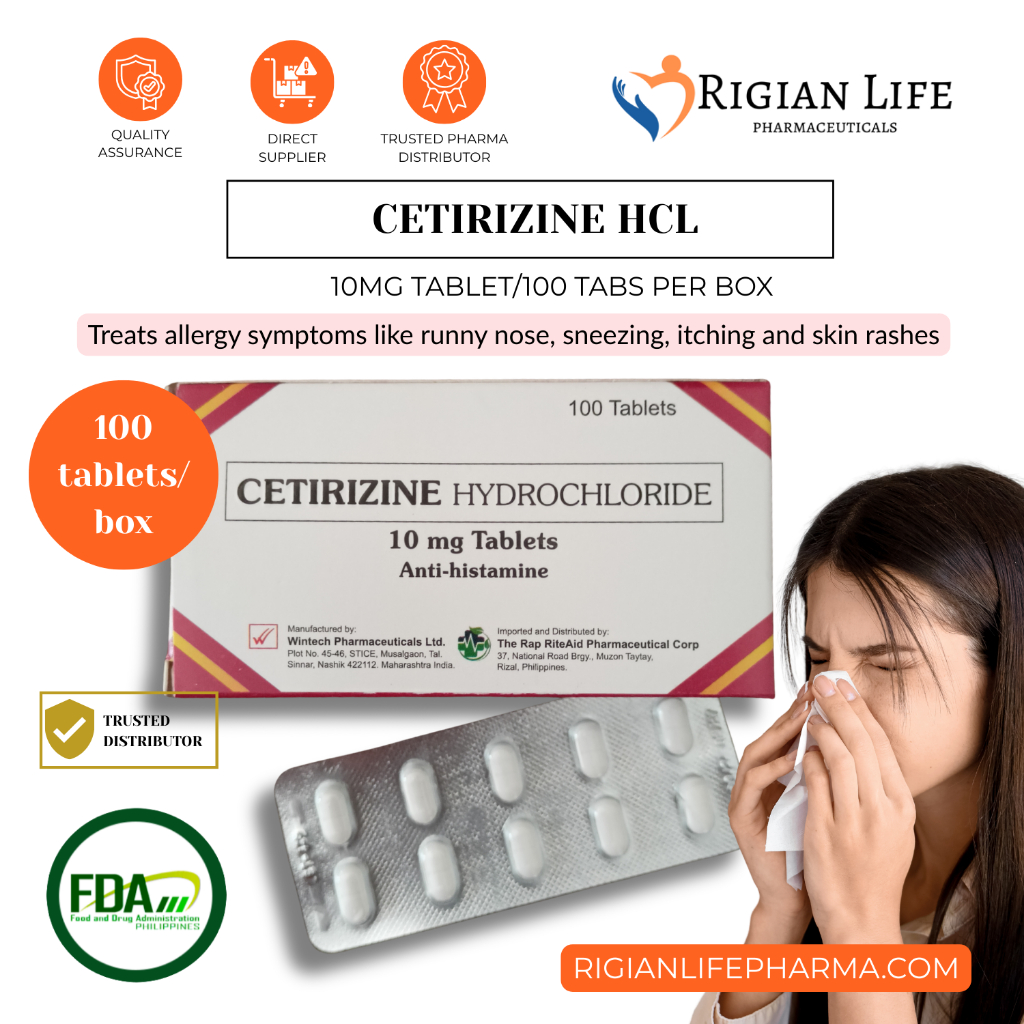 Cetirizine 10mg Tablet | 100 tabs / Box | Anti-allergy | Shopee Philippines