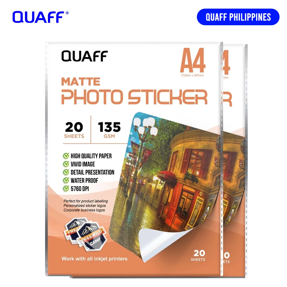Quaff Photo Sticker Paper Matte 135gsm A4 Size (20sheets) | Shopee ...