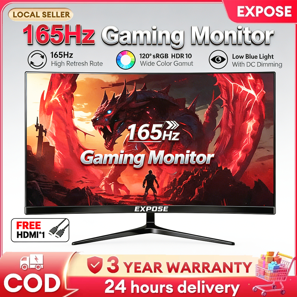Expose Gaming Monitor for PC 27 inch Curved Monitor 165HZ Monitor for ...