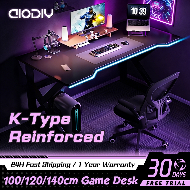 AIODIY K-Type Gaming Desk 140cm Carbon Fiber Texture Computer Table ...