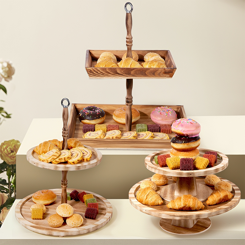 2 Layers Wooden Fruit Dessert Pallet Display Stand Charcuterie Service ...