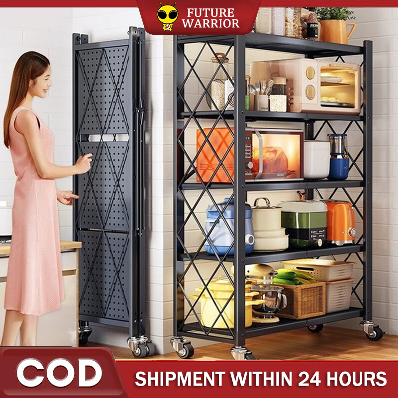 Foldable Kitchen Rack organizer Multifunction Foldable Metal Rack ...